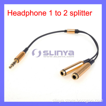 Audio Stereo Jack Plug Splitter Dual Earphone Headphone Y Adapter 1 Male to 2 Female (SL-1004)
